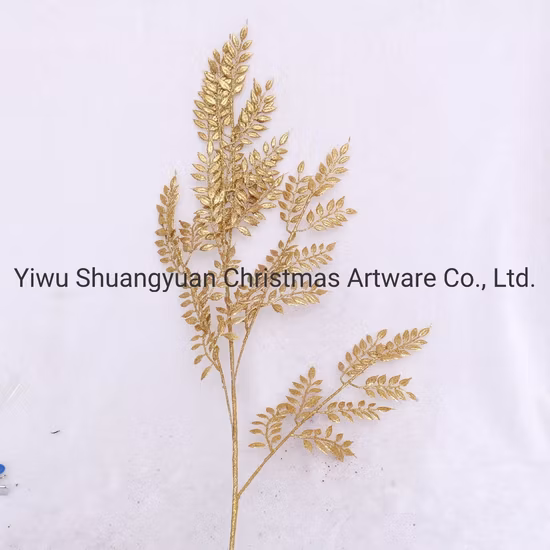 Venda imperdível Ramo artificial dourado decorativo com purpurina para decoração
