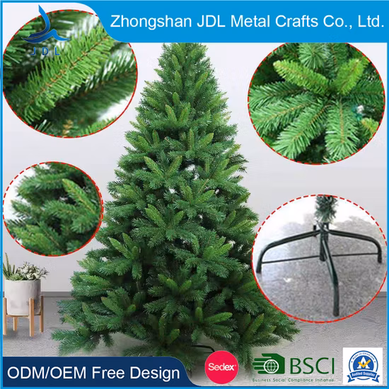 Nova Chegada Verde Clássico Árvore de Natal LED Pré-Iluminada de 7,5 FT Decorada com Pinhas e Luzes Claras Árvore de Natal Artificial Misturada de PVC e Agulha de Pinheiro