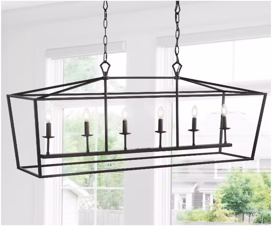 8 Luzes Candelabro Lustre Preto Fosco Estilo de Vela Retângulo Metálico Iluminação de Suspensão Iluminação Pendente Decorativa para Casas e Villas Internas