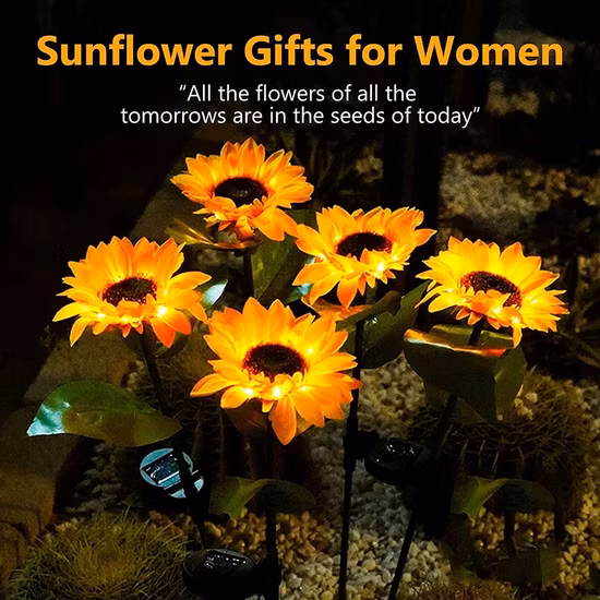 Girassóis solares fora do jardim luz do gramado IP65 à prova d' água Flores solares caminho luz para pátio quintal casamento decoração do feriado