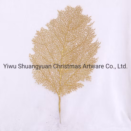 Ramo decorativo dourado com glitter dourado para decoração de natal