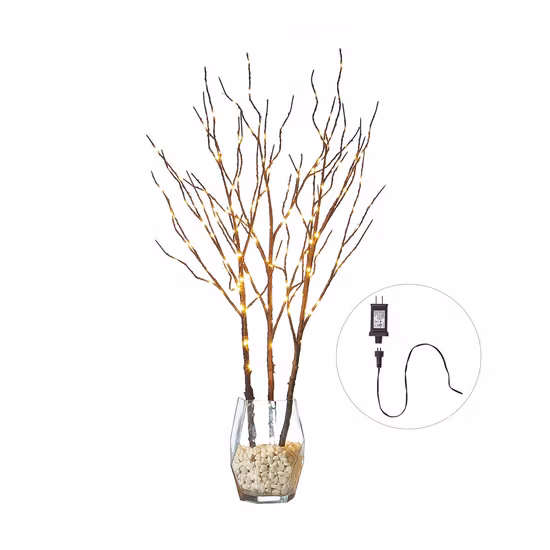 Ramos de salgueiro marrom com decoração de luzes de fada 32 pol. 150 LED
